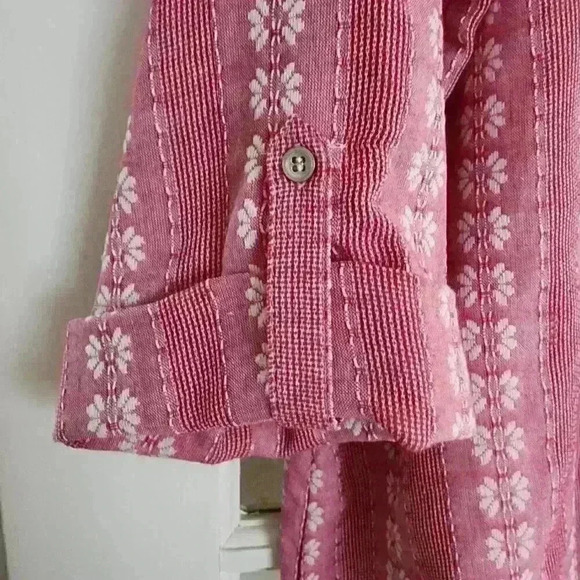 Allison Daley Women's Plus Pink 3/4 Sleeve Light Button Down 1X Fall Western - Picture 8 of 11